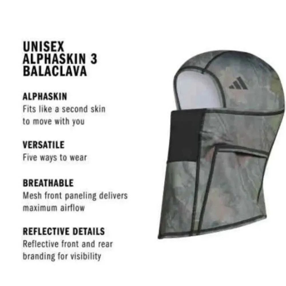Adidas Alphaskin III 3 Balaclava Tree Camo Hood Reflective Ski Mask Climawarm